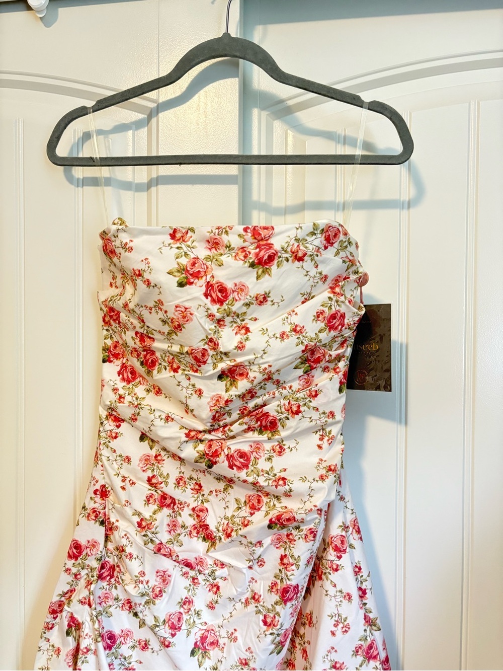 House of CB JASMINE Rose Print Draped Strapless Corset Dress NWT size medium - Picture 4 of 10